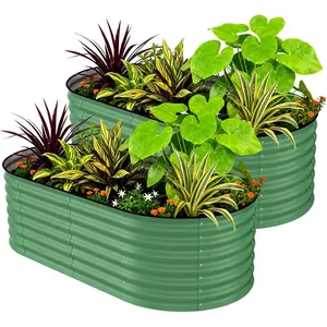 2-Pack Galvanized Steel Raised Garden Beds – Large Outdoor Planter Boxes with Anti-Cutting Strips