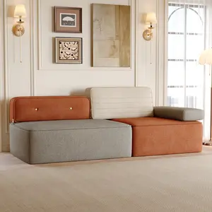 Mid-Century Modern Modular Sectional Sofa, 79.9" Width Multi Color Fabric Upholstered Couch, Versatile Living Room & Bedroom Furniture with Modular Design for Cozy Seating