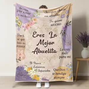 "Eres La Mejor Abuelita" Floral Throw Blanket, Regalos Para Abuela en Español, Best Grandma Gift for Mother's Day, Birthday, Cozy Manta Cobija