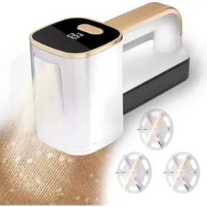 Rechargeable Lint Remover, Fabric Shaver Fuzz Remover, Sweater Shavers with 6-Leaf , 3-Speeds Digital LED Display to Remove Pilling for Clothing and Furniture, Lint Ball, White