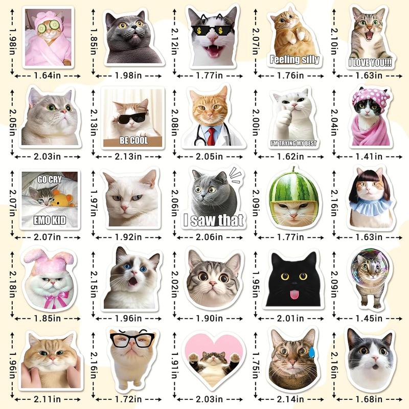 100 Cute Cat Stickers  | Kawaii Aesthetic Vinyl | No Repeats, Waterproof| Perfect for Journals & Water Bottles| Fun Gift for Kids & Teens
