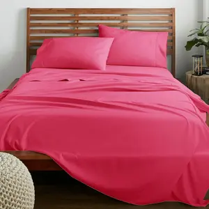 Queen Size Sheet - 16-Inch Deep Pocket - Ultra Microfiber -, Wrinkle and Fade Resistant, Easy Care - 4 (Queen, Pink)