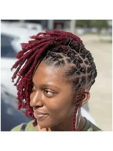 Brazilian Virgin Human Hair Dreadlock Extensions, 10 Strands #1b/99j, 0.6cm Wide Kinky Microlocks for Crochet Braids, Natural Look & Quality
