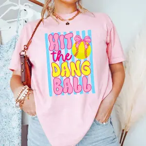 Hit The Dang Ball, Softball T-Shirt, Preppy Sports Tee, Girly Softball Graphic, Home Run Design, DTF Print Shirt, Game Day Apparel, Softball Team Shirt, Sassy Mom Tee, Ballpark Style, Trendy Softball Outfit