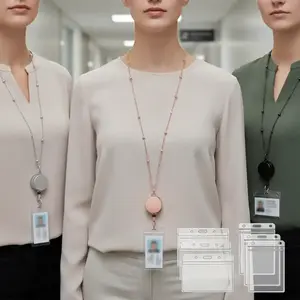 Badge Lanyard Set, Including Retractable Badge Reel Lanyard and Id Card Holders, Identification Badges & Supplies, Office Supplies, Nurse Badge