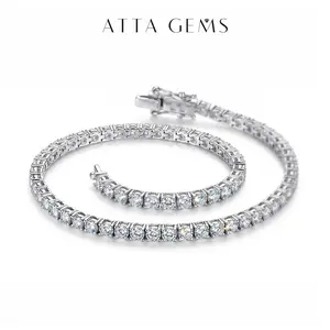 D Color VVS1 Round Cut Lab-Grown Moissanite Bracelet For Women Men Copper Bracelet Engagement Party Sparkling Delicate Jewelry BU01