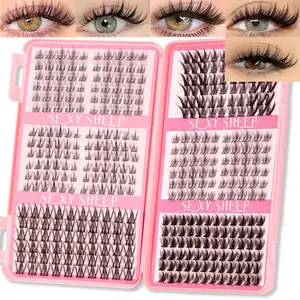 Mixed False Eyelash Set, Cluster Individual Lashes, Soft Curled Natural Extension, DIY Home Application, Multiple Lengths Available, Eyelash Extensions