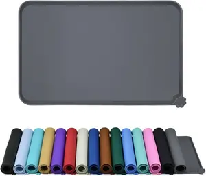 Waterproof Pet Feeding Mat with High Raised Edges, Heavier and Thicker Placemats for Cat Dog Water Bowl with BPA Free, Dogs Cats Food Mats for Messy Drinkers to Prevent Spill and Protect Floors