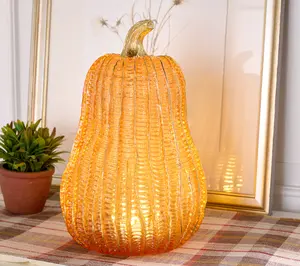 13" Illuminated Textured Pumpkin by Valerie