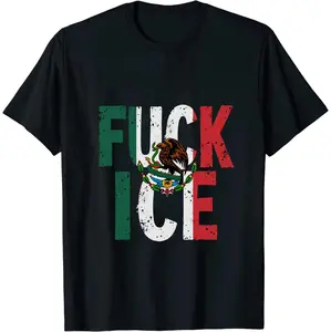 100% Cotton Golf Gift T-Shirt For Men and Women Bold Anti ICE Fashion Statement With Lit FXXK ICE Mexico Flag T Shirt Design