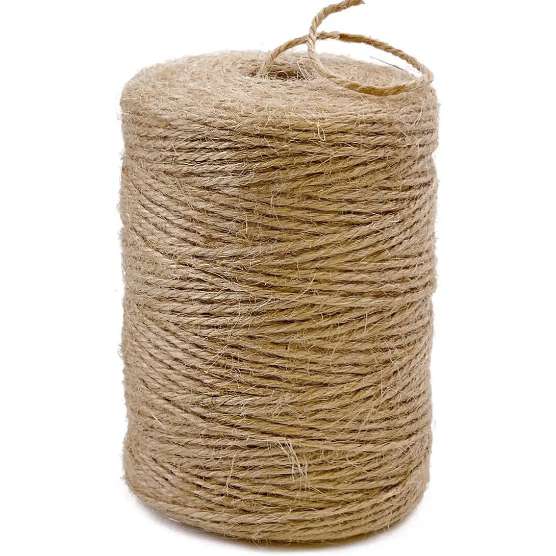 Natural Jute Twine 600 Feet Long Twine String for Crafts Gift Wrapping Packing Gardening Crochet Knitting Macrame Decor (Brown 2mm * 600feet)