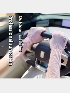 Summer Long Gloves for Women, UV Protection Cycling Gloves, Breathable Anti-Slip Touchscreen Gloves, Extended Ice Silk Sunshade Gloves