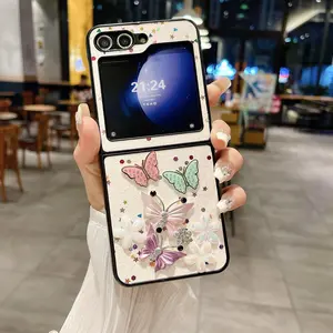 Sparkling Butterfly Folding Phone Case, Full Coverage Protection for Samsung Zflip3/4/5/6/7, Stylish and Durable Smartphone Accessory