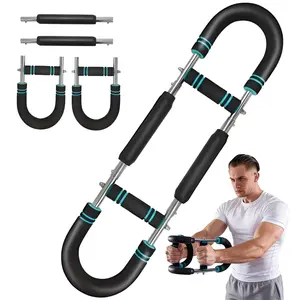 Chest Shoulder Arm Intensive Workout Equipment, Portable Home Gym Exerciser, Detachable 2-Spring Twister Arm Trainer Black Edition, 60-100lb Adjustable Power Twister Bar