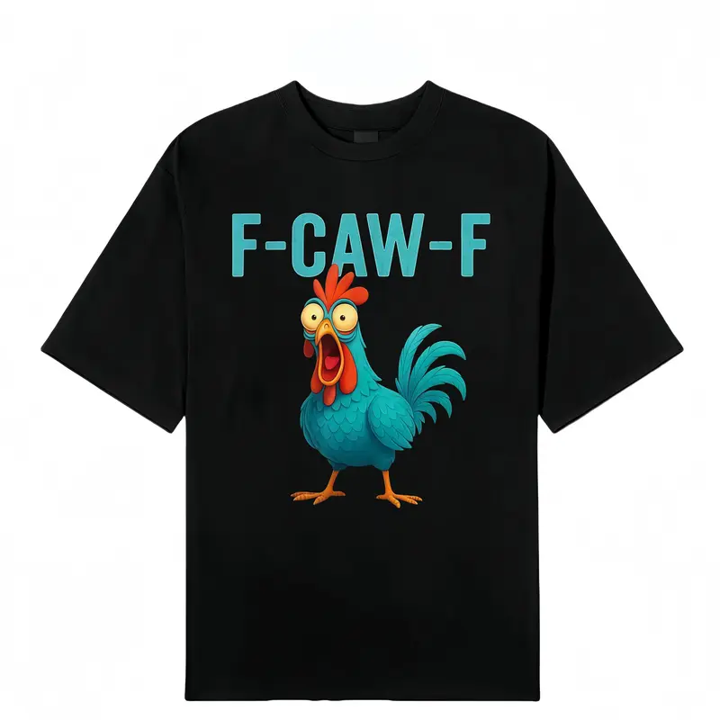 Women's Fitted Chicken Graphic Short-Sleeve Black Cotton T-Shirt - Round Neck, Lightweight Everyday Top for Animal Lovers, Summer Outdoor Casual Wear, Women's Clothes, T Shirts Women