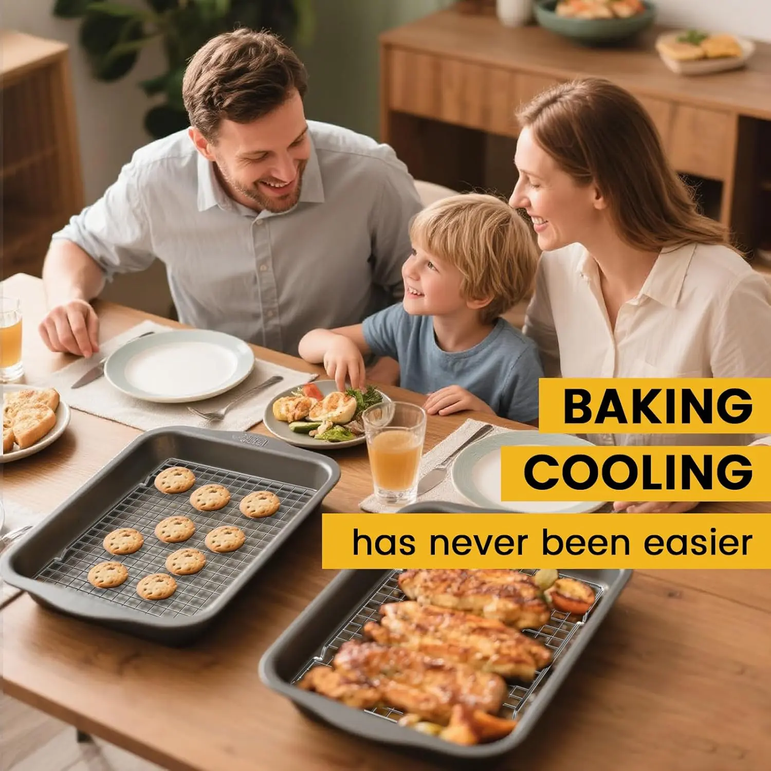 Cooling Rack for Baking and Cooking - 10" x 14.75" Stainless Steel Metal Rack - Heavy-Duty Oven Cooling Rack - Perfect for Use with Cake Pans and Cookie Sheets, Suitable for Baking, Dishwasher Safe - 2-Pack