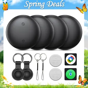 Air Tracker Tags for Android or iOS, Dual System Air Smart Tags-4 Pack, Compatibility with iOS Find My or Google'S Find Hub App, IP66 Weatherproof Bluetooth Tracker Tag with keychain accessories Item Finder for Cars,Keys,Luggages,Backpacks,Wallets& Pets
