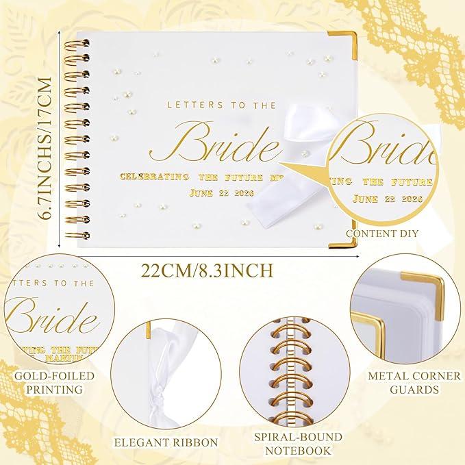 Letters to the Bride Book Wedding Gift - Heartfelt Wedding Letters Scrapbook for Bride, DIY Bridal Shower Gift from Bridesmaids & Mom, Elegant Pearl Decor Keepsake Memory Book for Wedding Morning