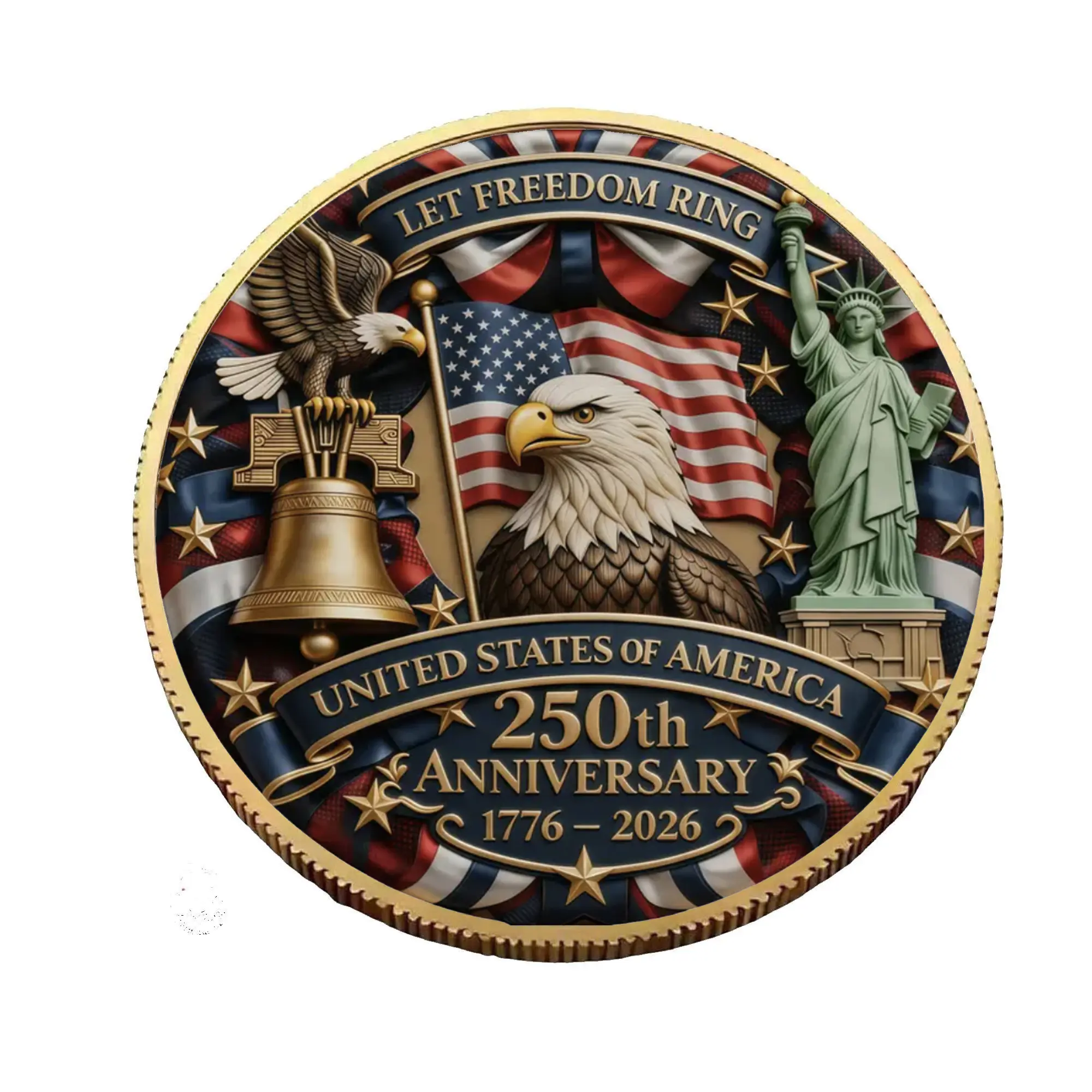 Independence Day Patriotic Challenge Coin, USA 250th Anniversary Metal Coin Gift for Veterans, Military Families and Freedom Collectors