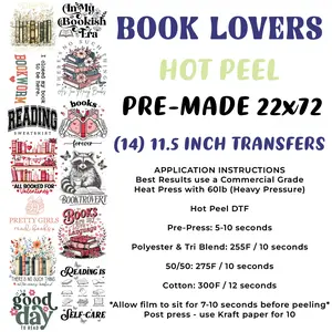 Book Lovers Pre-Made Hot Peel DTF 22"x72" Gang Sheet