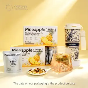Bogo Pineapple White Jasmine Tea 2 Cartons (80g 8g×10packs)×2 With Forest Thermos With Pineapple Snow Pear Apple Loushen Flower Cherry Cranberry Blacksurrant Jasmine Green Tea Cornflower