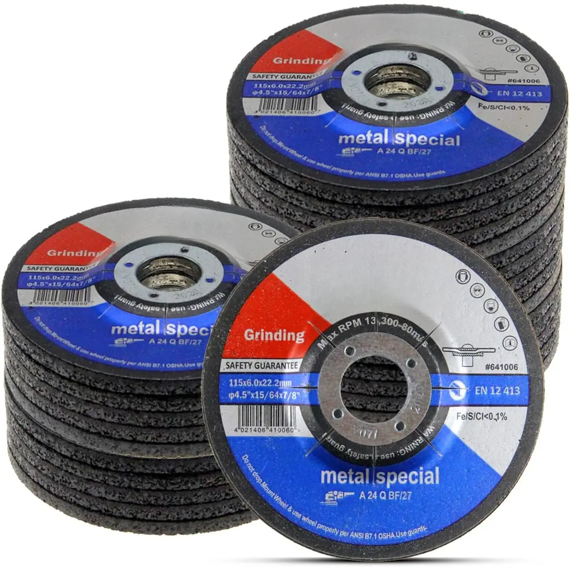 651006 Grinding Wheels , Aluminum Oxide Discs for Metal & Stainless Steel, Aggressive Grinding for Angle Grinders, Depressed Center Design