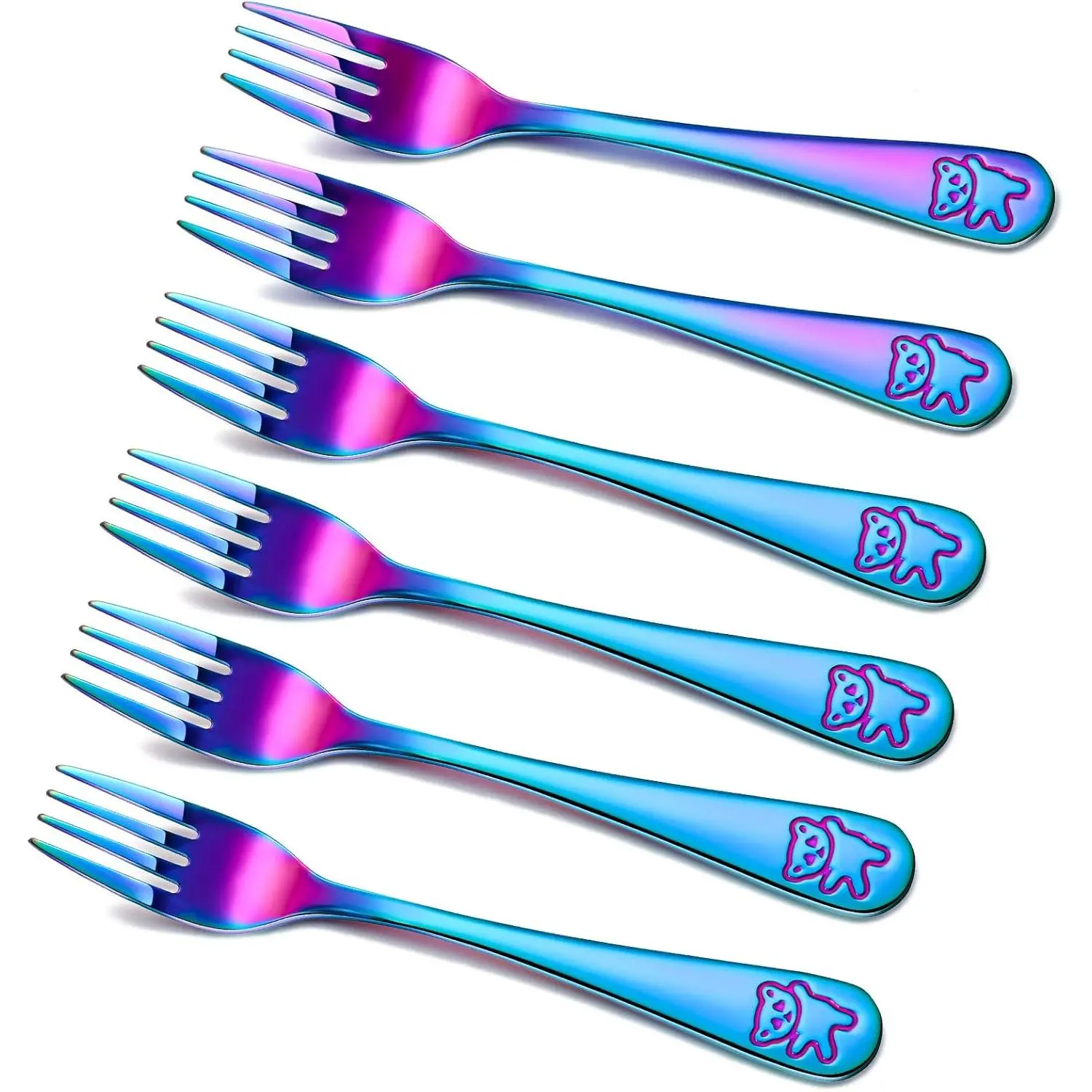 6 count  Forks Rainbow  Cutlery Set Safe  Forks Stainless Steel Small Metal Self Feeding  Silverware Utensil Set for  and