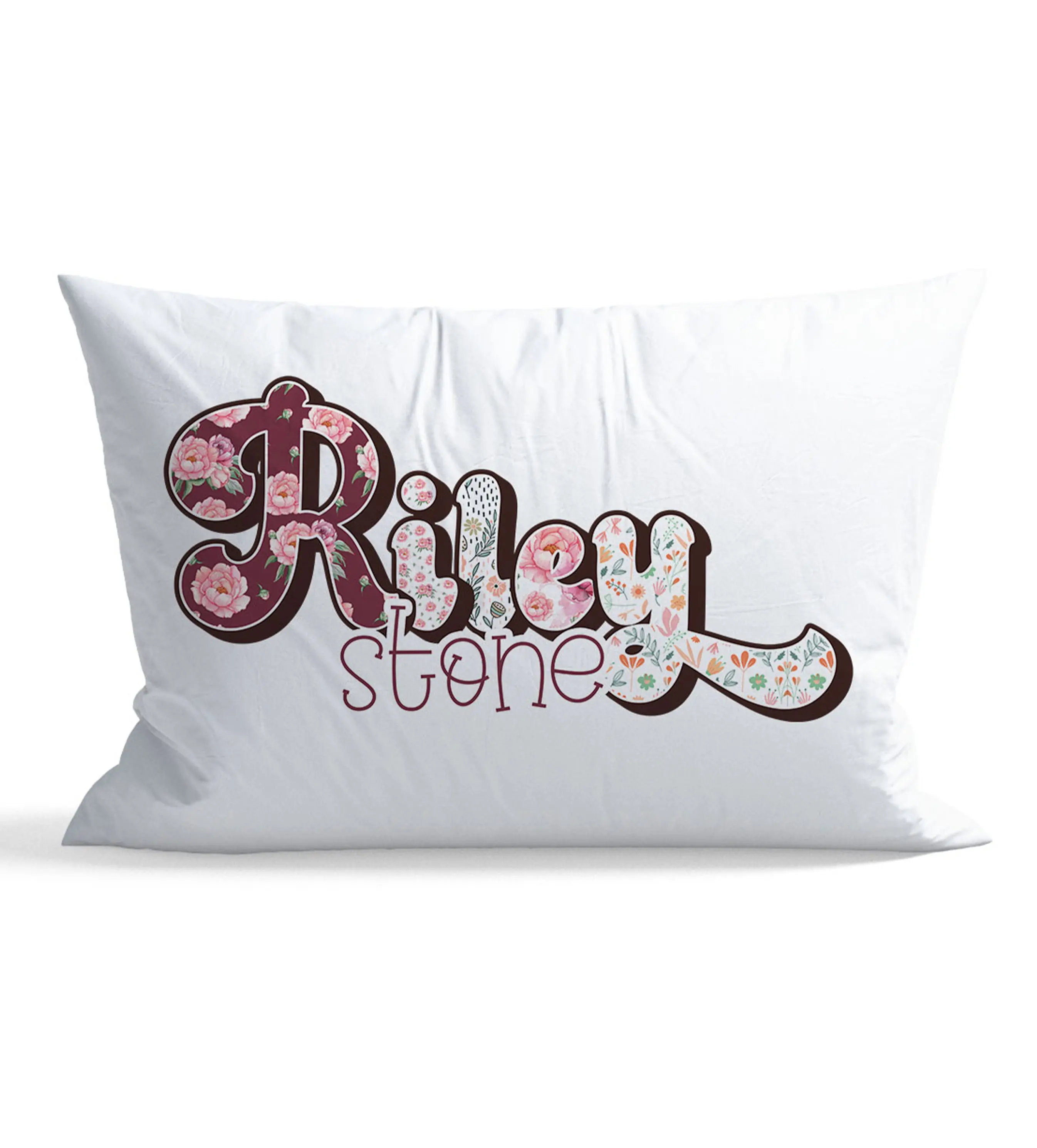 Retro Floral Pillow Case Personalized, Kid pillowcases, Name Pillow case, Standard Size Pillow Cover, Pillows Cases, Slumber Party Pillow
