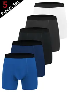 Men‘s 5-Pack Breathable Mesh Boxer Briefs | Anti Ride-Up Long Leg | Breathable Moisture-Wicking | Summer Cooling Athletic Stretch Underwear | Ultra Light Zero Feel | Sports & Daily Comfort Wear | Multi-color Basic Multi-pack | Activewear