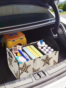 Tiger Stripes Star Pattern Car Storage Box, Foldable Trunk Organizer with Dividers, Multifunctional Vehicle Holder for All Seasons, Car Organizers