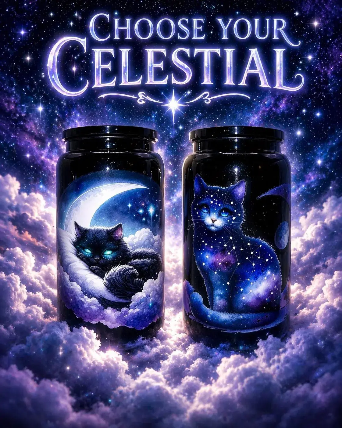 Celestial Cat Tumbler 12oz Galaxy Cup Cute Cosmic Cat Drink Cup With Straw Aesthetic Space Cup Gift For Cat Lovers