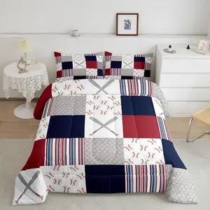 Feelyou Breathable Microfiber Duvet Comforter Set - Digital Printed Baseball Motif, Multi-Size Sports-Themed Bedding Set, Gift for Baseball Fans