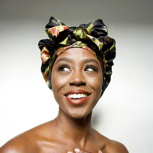 Wild Rose Print 100% Pure Silk Bonnet Handmade by NOCHKA for Better Dreaming and Best Results of Silk