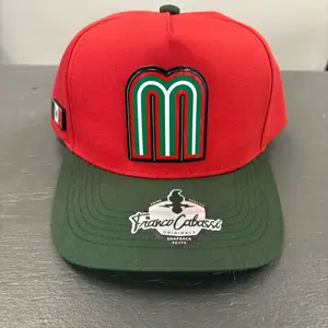 Franco Cabossi Originals Snapback Hat - Red & Green Color Block Design with Bold 'M' Logo - Perfect for Streetwear