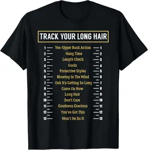 100% Cotton Track Your Long Hair – Length Growth Tracker Design T-Shirt