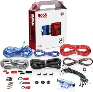 KIT2 8 Gauge Complete Car Amplifier Installation Wiring Kit with Power Cables, Ground Cables, Turn-On Wire, Speaker Wire, Terminals