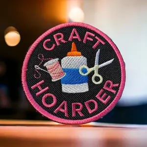 Crafty Merit Badges - Craft Hoarder Patch, Sewn & Iron-On, Western Style, 3.31"x3.31", for Jackets, Bags, Hats, Sunflower Embroidery Design