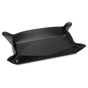 Leather Shabbos Toilet Paper / Tray Guest Towel / Multi-purpose Tray (Black)