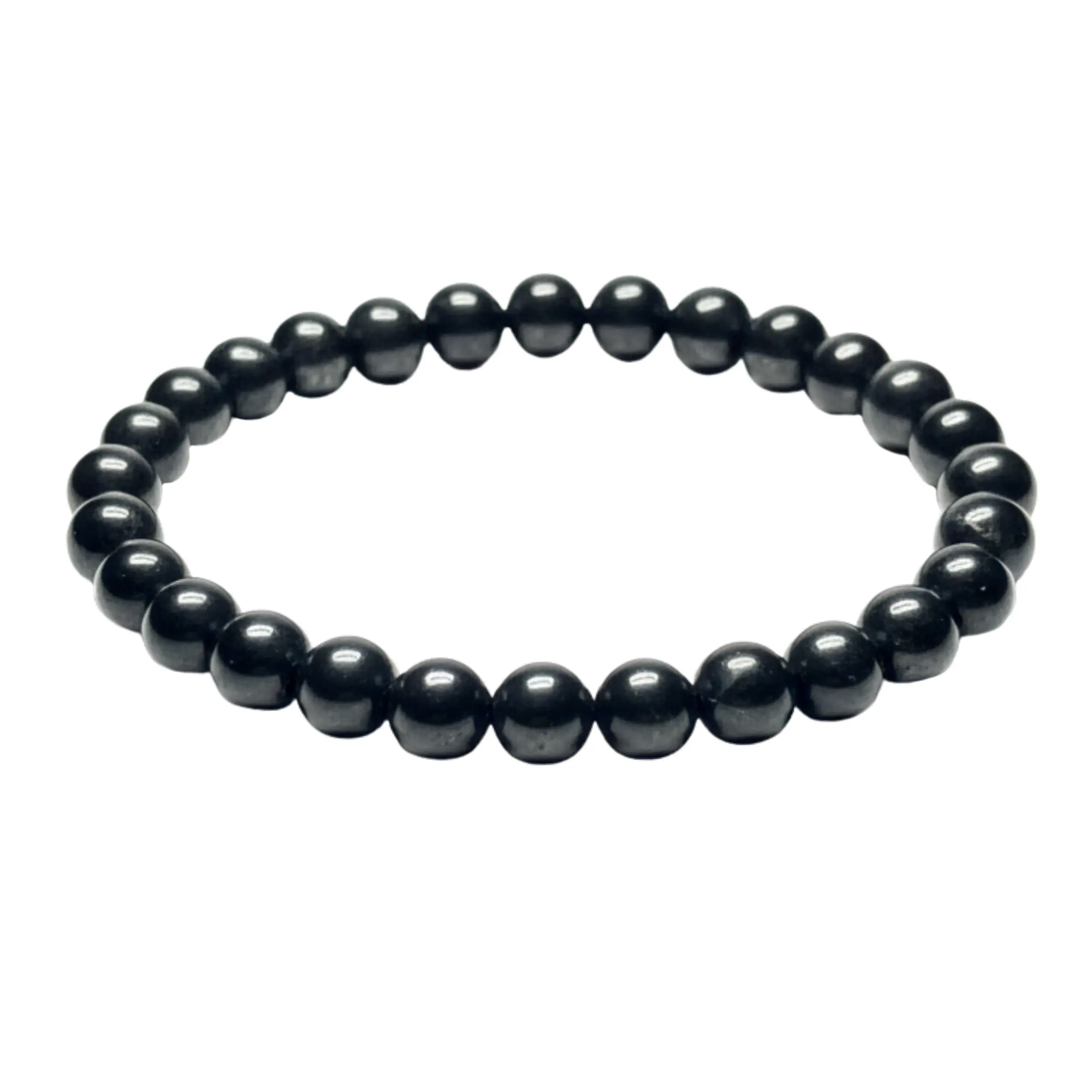 Shungite Bracelet for Men and Women, Genuine Natural Stone Beads 6mm or 8mm, Stretch Crystal Bracelet with Minimalist Style