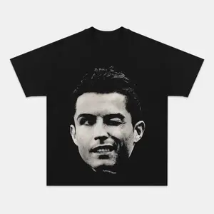 Cristiano Ronaldo Youth and Adult T-shirt and Sweatshirt graphic tees, Tees, graphic shirts Black White Wink Portrait CR7 Soccer Icon Legend Vintage Football Streetwear Youth T-Shirt Adult T-Shirt Crewneck Sweatshirt Fan Gift