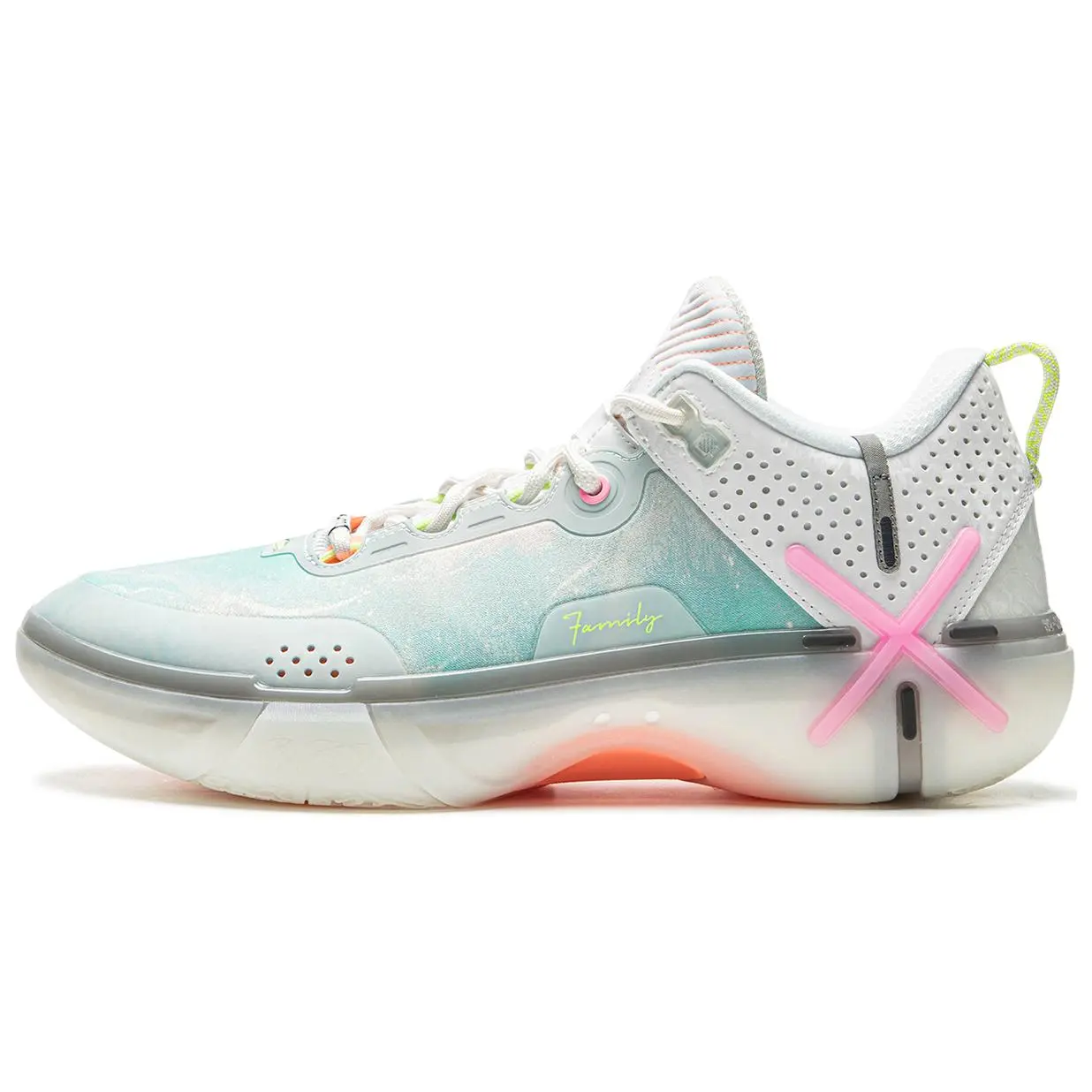 Li Ning Wade Shadow 6 Basketball Shoes Men's Low top Standard White/Aqua Green/Neon Pink ABPU029-9