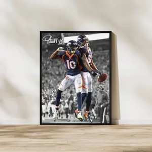 Demaryius Thomas & Emmanuel Sanders Art Print Denver Broncos Man Cave Poster, Football Wall Decor Sports Fan Gift, for Sports Fans & Home Office Display, Poster Football Gifts - Unframed (No Frame)