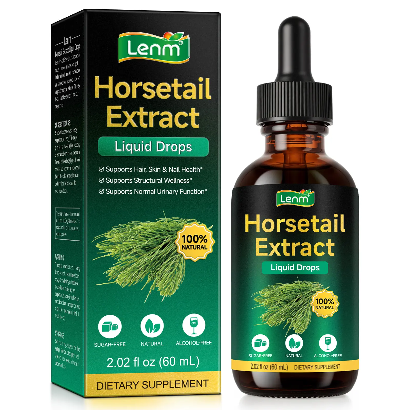 60ML Vegan Pure Horsetail Herb Liquid Drops - Dietary Nutritional Beauty Supplement, Hair Boost Support, Hair Skin Vitamins for Skin & Nails