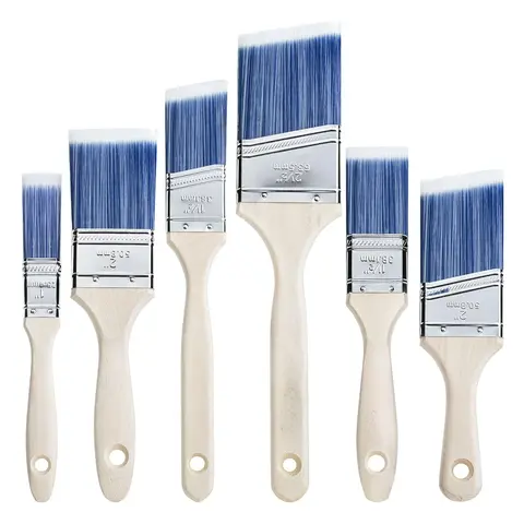 Paint Brushes 6 Pack Treated Wood Handle for Walls Furniture & Stains 1 1.5 2 2.5 Inch Versatile Easy Application Smooth Even Finishes