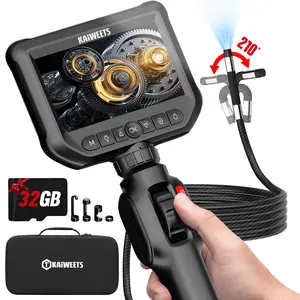 KAIWEETS Two-Way Articulating Borescope Camera with Light, Waterproof Industrial Endoscope with 5FT Flexible Semi-Rigid Cable, Inspection Tools for Automotive, Vehicle, Drain, DIY Mechanic, Air Conditioner, Home Improvement, Gift for Family
