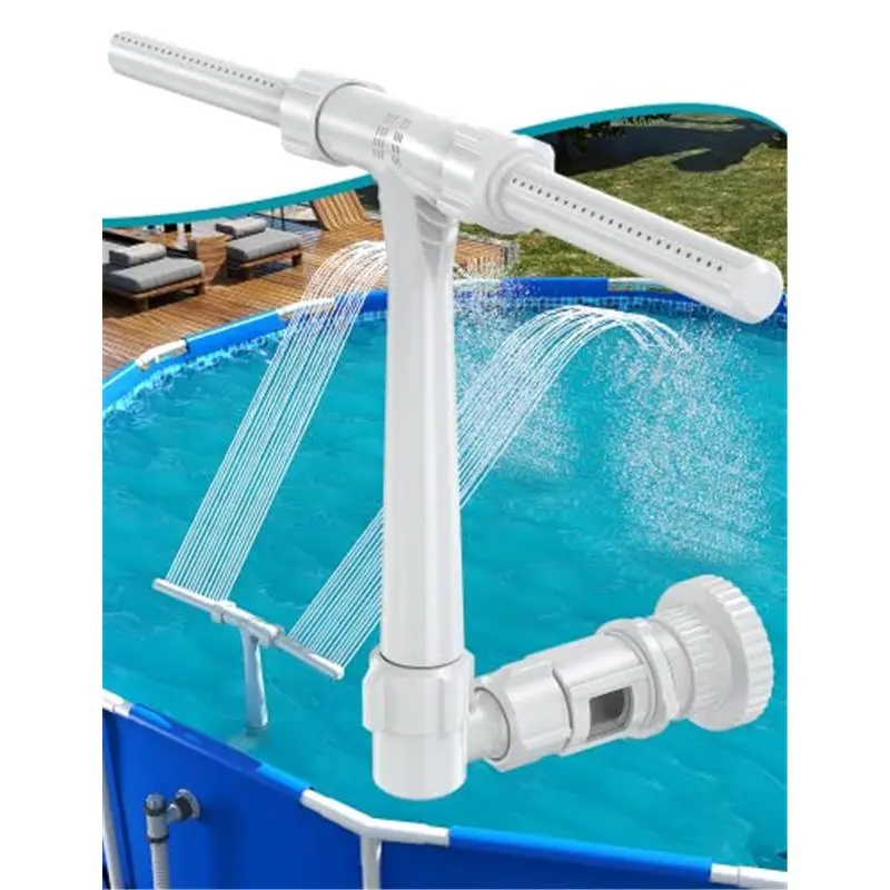 Pool Fountain for Above and In-Ground Pools, Adjustable Dual Spray Waterfall Sprinkler Cooler for Pool, Swimming Pool Spa Water Fountain, High-Pressure Pool Spray Fountain