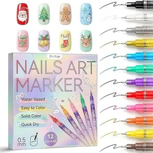 Cutics 12 Color Nail Doodle Pen for DIY Nail Art Quick Drying Acrylic Painting and 3D Dot Embroidery MMA Acrylic Nail Marker On Nails Quick Drying Dot Stitching Nail Art Pen Home Salon DIY Use Nail Care Manicure Polish Cosmetic Smooth days