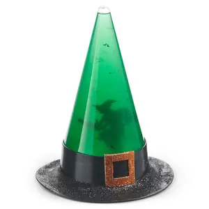 RAZ Imports 9" Lighted Swirling Witch and Bats Glitter Water Lantern Hat Halloween Decoration