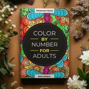 Adult Coloring Book by Numbers, Coloring Gift Book, Beautiful Images for Relaxation & Stress Relief, Includes Floral, Animal, Mandala Themes