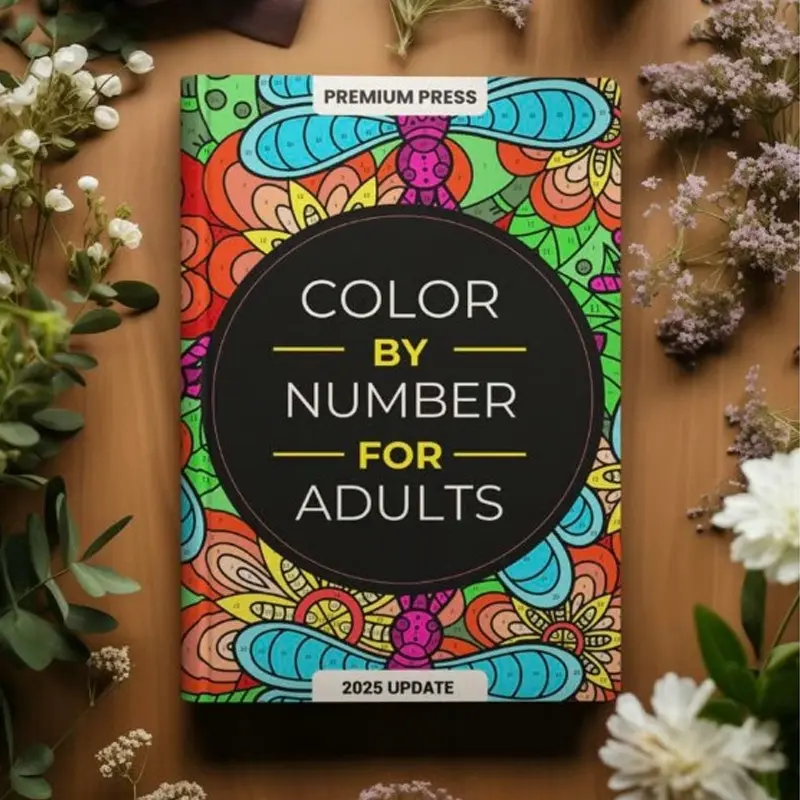 Adult Coloring Book by Numbers, Coloring Gift Book, Beautiful Images for Relaxation & Stress Relief, Includes Floral, Animal, Mandala Themes